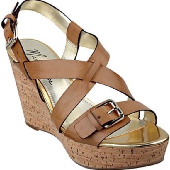 EUC Marc Fisher Gilon Brown Leather & Cork Platform Wedge Heel Sandals Size‎ 6 M - Picture 2 of 8